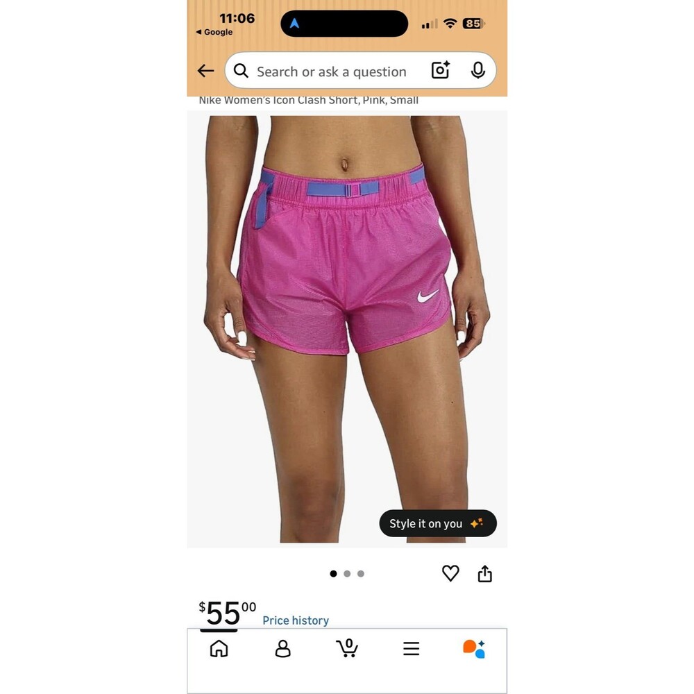 Women’s Icon Clash Running Shorts Sz. Small NWT Fire Pink